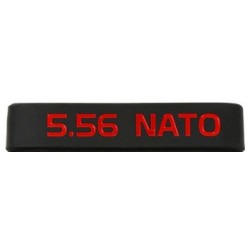 Gumový proužek na zásobník - 5.56 NATO  zelený s červeným písmem