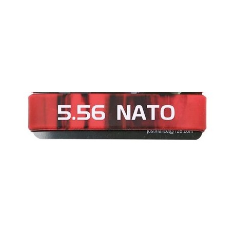 Gumový proužek na zásobník - 5.56 NATO červenočerný s bílým písmem