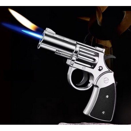 zapalovač - revolver stříbrný